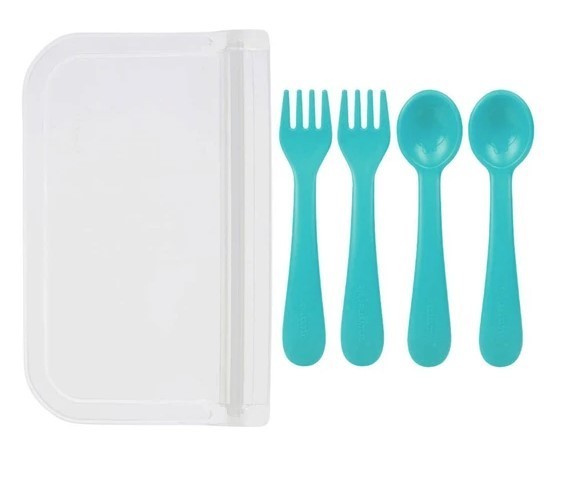 Lollaland 5-Piece Toddler Utensil Set with Hygenic Pouch, Assorted Colors NEW