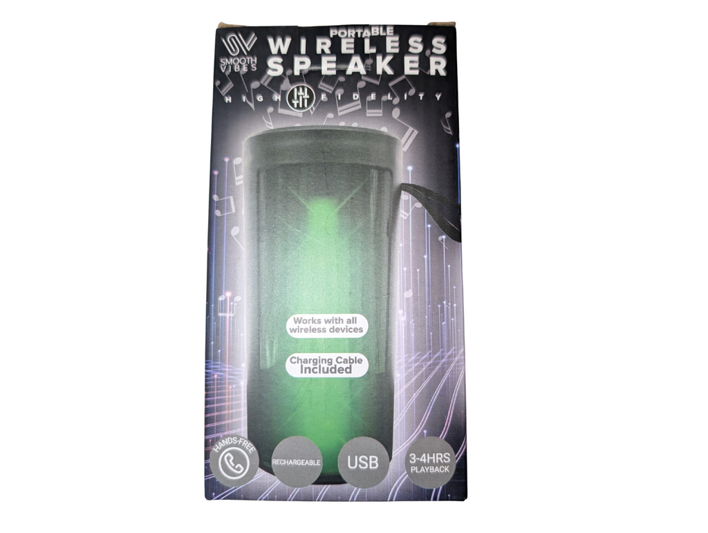 Smooth Vibes 6" LED Light-Up Wireless Portable Speaker, Color Changing, 3-4hrs