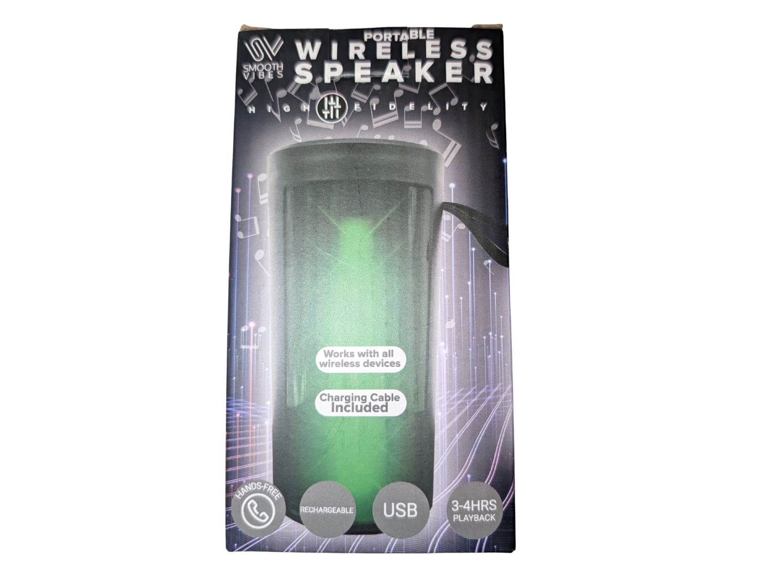 Smooth Vibes 6" LED Light-Up Wireless Portable Speaker, Color Changing, 3-4hrs