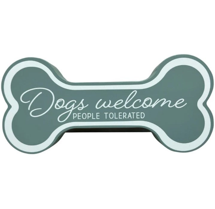 Belle Maison 3.5 "x7" Green Dogs Welcome Bone Shaped Décor, NEW