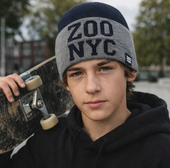 Zoo York Jacquard Logo Beanie, Black & Gray,  One Size, New with Tags