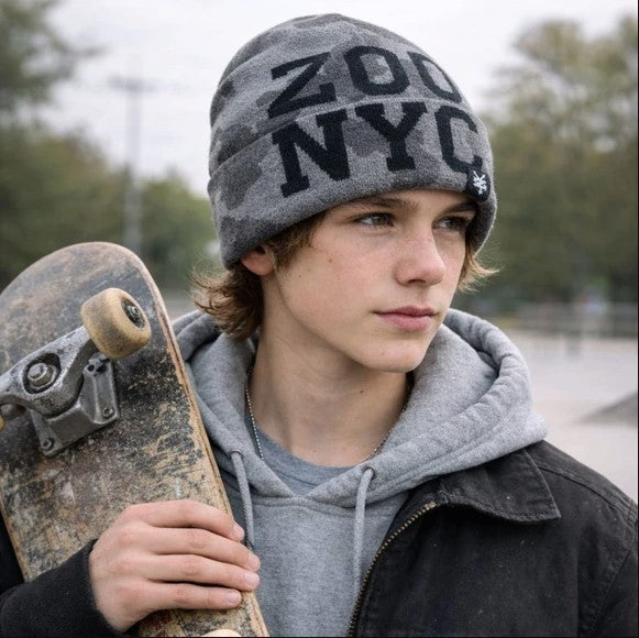 Zoo York Jacquard Logo Beanie, Camo,  One Size, New with Tags