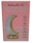 Rechargeable 3000K-7000K LED Acrylic Crystal Moon Touch Light with Gold Accents