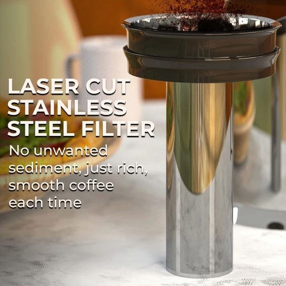 Cafe du Chateau 34oz cold brew coffee maker with stainless steel filter, NEW