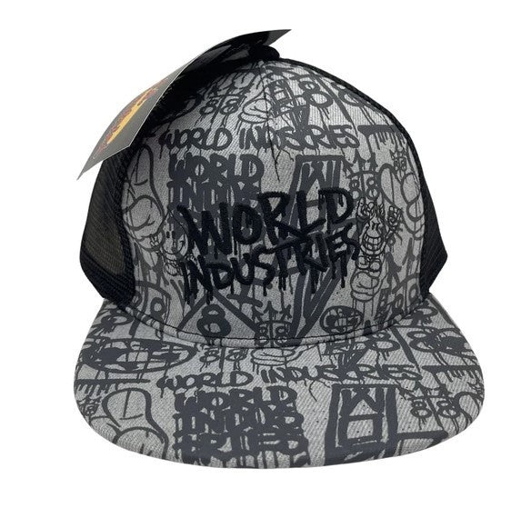 World Industries Boy's Grey & Black Printed Snapback Cap, Original, New W/Tags