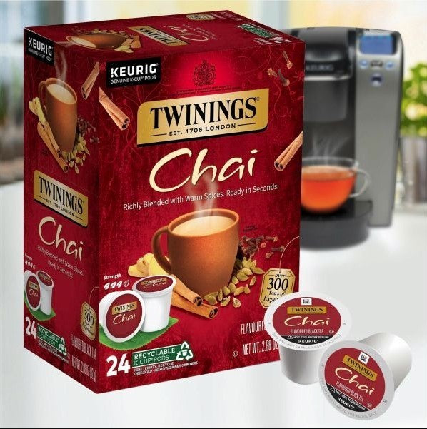 Twinings Chai Tea Keurig K-Cup Pods, 0.11 Oz, 24/Box