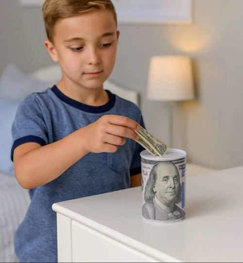 Ben Franklin $100 Bill Money Coin Saver Tin Money Savings Piggy Bank 6" - New