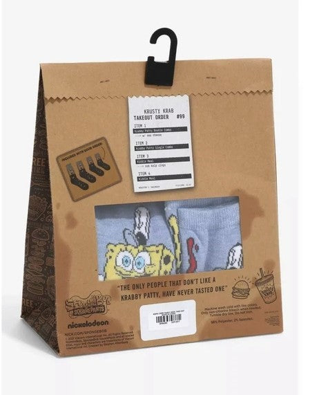 Spongebob Krusty Krab 4 Pack Socks Family Meal Gift Set Bag