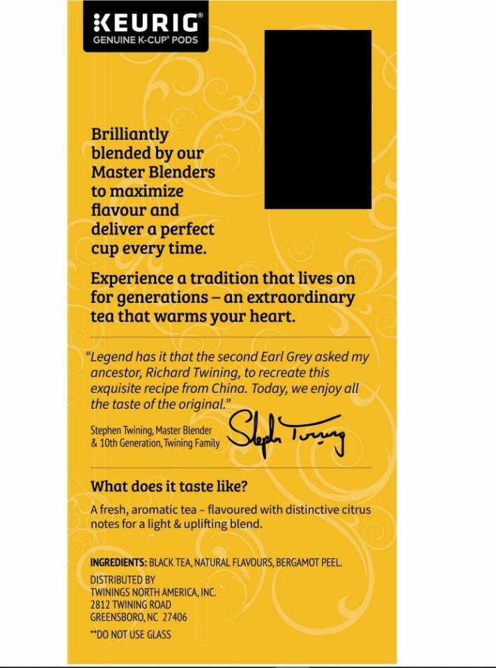 Twinings Earl Grey Tea, Keurig K-Cup Pods, 24/Box