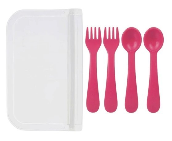 Lollaland 5-Piece Toddler Utensil Set with Hygenic Pouch, Assorted Colors NEW