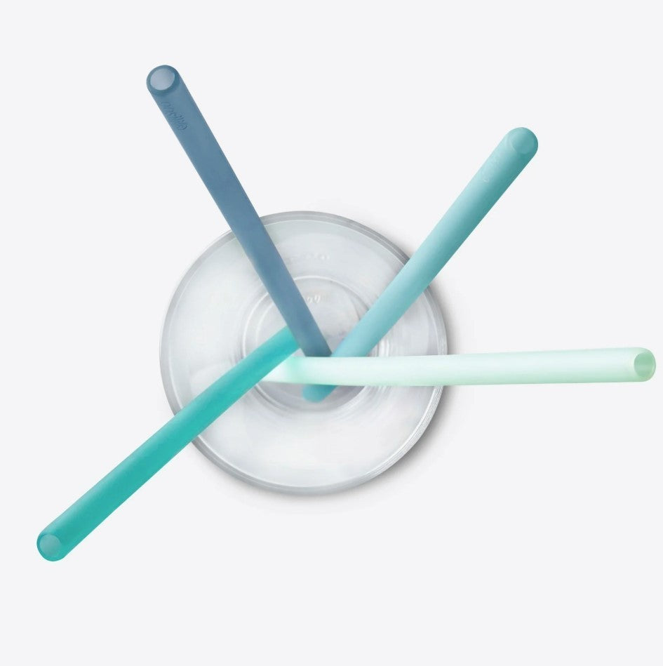 GoSili 10.5" Extra-Long Reusable Silicone Straws with Metal Travel Tin, 4Pack