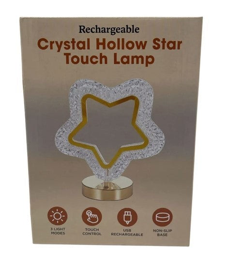 Rechargeable  LED Acrylic Crystal Hollow Star Touch Light with Gold Accents