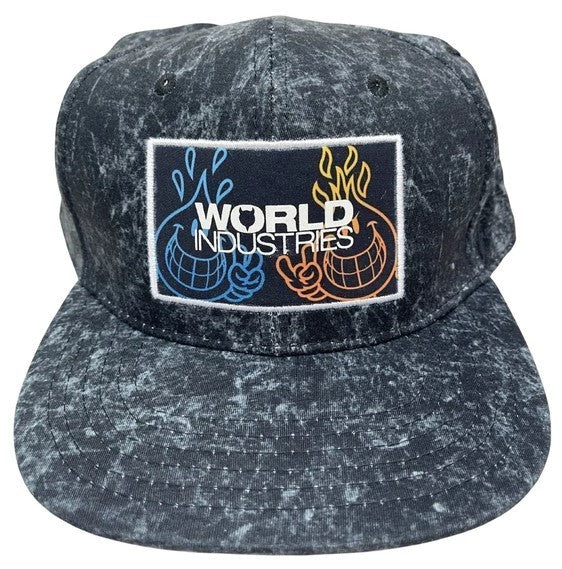 World Industries Black Washed Look Snapback Cap, Original,  New With Tags