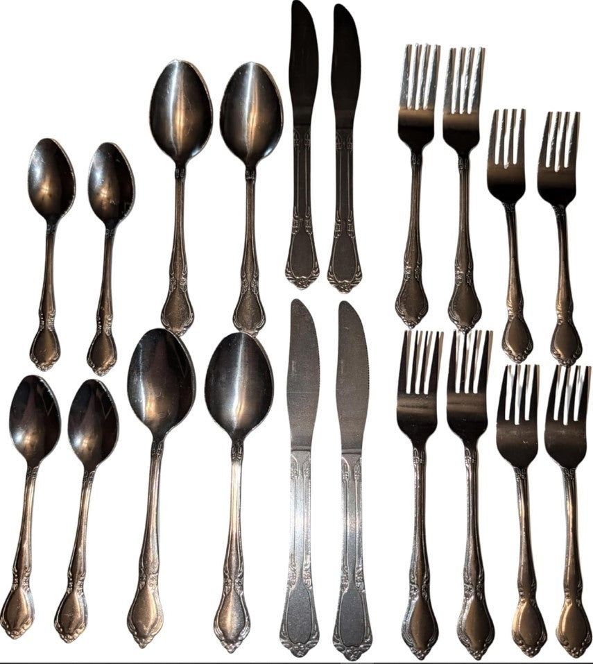 Silverware Service for 4 Stainless Cutlery 20 Piece Knife Fork Spoon Teaspoon