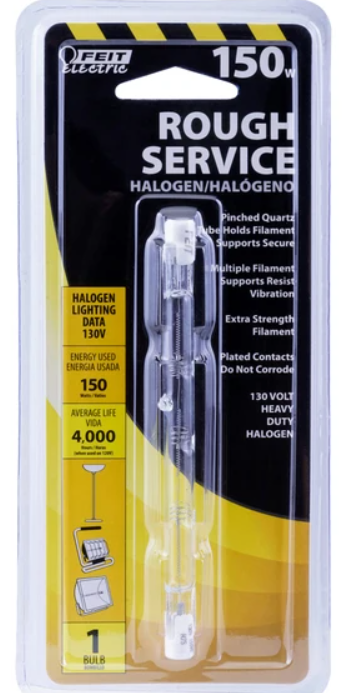 FEIT Electric 150-Watt / 130-Volt Rough Service Double-End T3 Bulb, 3 Pack