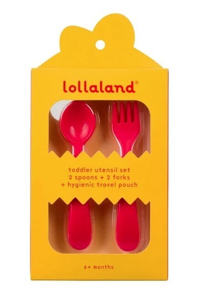 Lollaland 5-Piece Toddler Utensil Set with Hygenic Pouch, Assorted Colors NEW