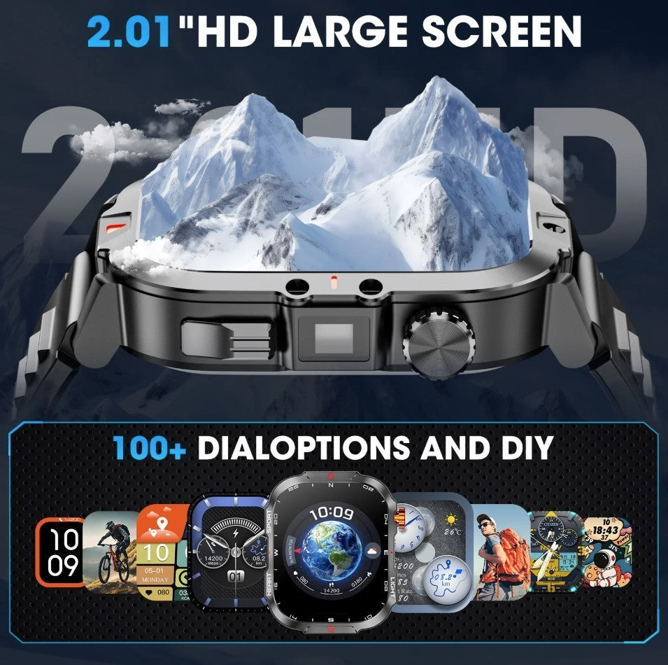 Mingwear L31 Military Smartwatch, 2.01" High-Resolution Display, IP68
