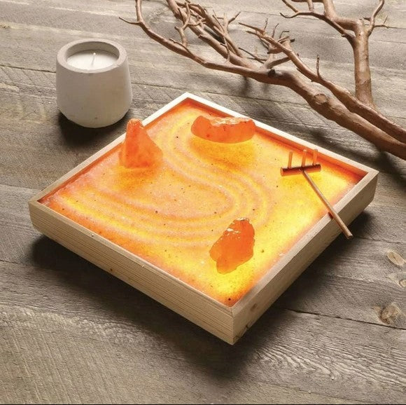 5.75 x 5.75" Himalayan Salt Rock Zen Garden Kit with Light and Accessories (NEW)