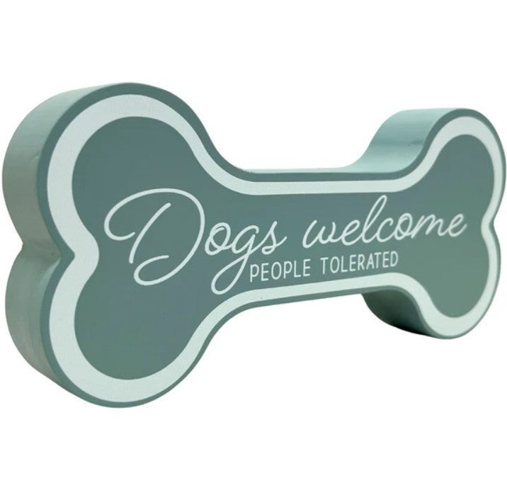 Belle Maison 3.5 "x7" Green Dogs Welcome Bone Shaped Décor, NEW