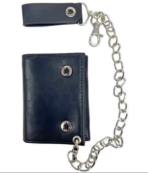 World Industries Logo Leather Trifold Wallet With Chain, Original, New With Tags