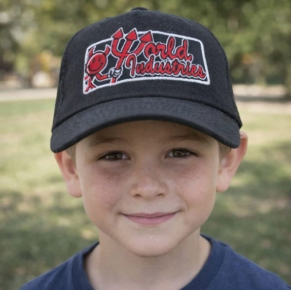 World Industries Boys Black Curved Bill Snapback Cap, Original, New With Tags