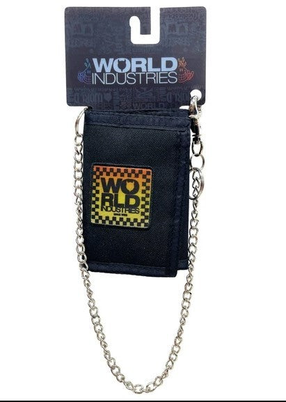 World Industries Logo Fabric Trifold Wallet With Chain, Original, New With Tags