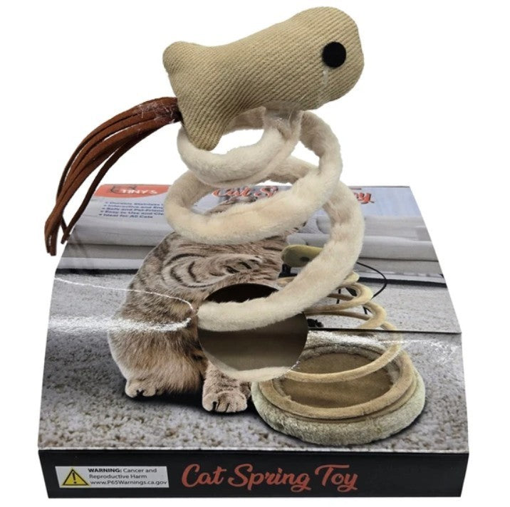 Spiral Spring Cat Punch Toy with Catnip Tail, Tiny's, 6.5 x 10, NEW
