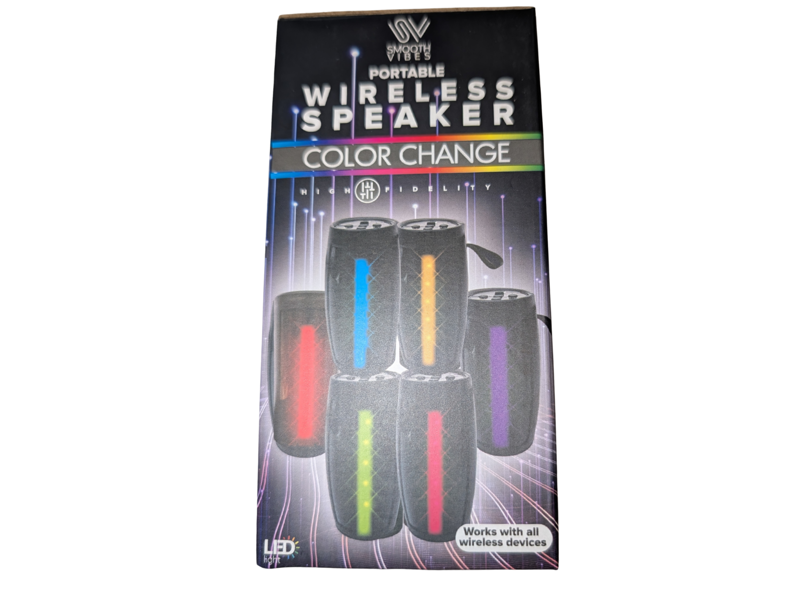 Smooth Vibes 6" LED Light-Up Wireless Portable Speaker, Color Changing, 3-4hrs