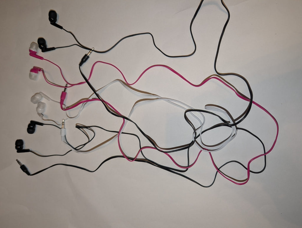Vibe Sound Comfort Plus Stereo Earbuds 4 pack Black White Pink