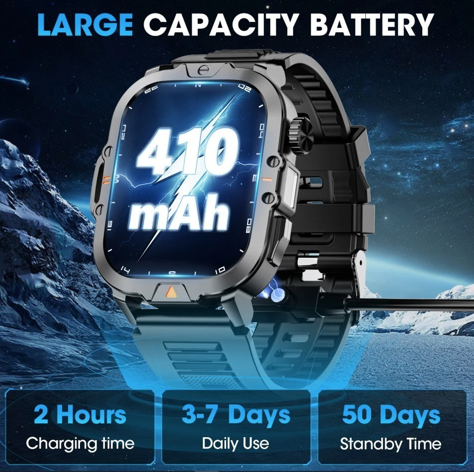 Mingwear L31 Military Smartwatch, 2.01" High-Resolution Display, IP68