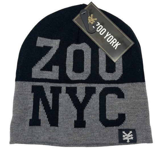 Zoo York Jacquard Logo Beanie, Black & Gray,  One Size, New with Tags