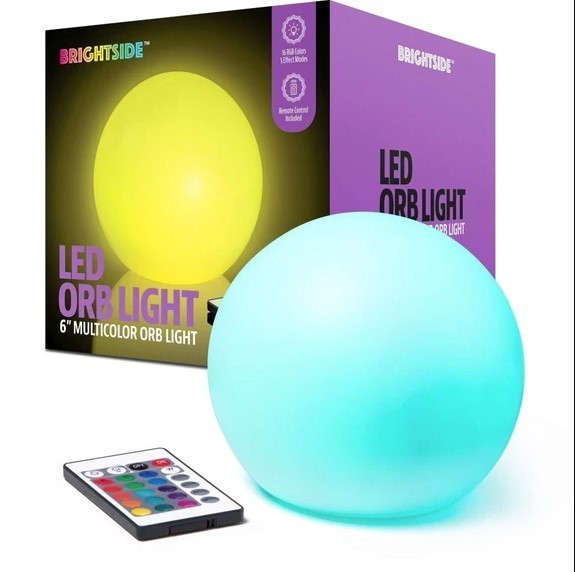 LED Orb Light, 6 Inch RGB Sphere Lamp Remote Control, Battery Powered