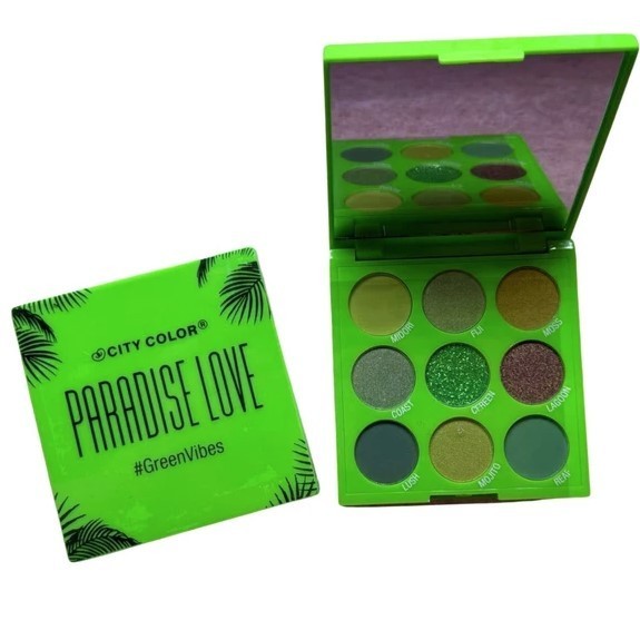 City Color Paradise Love Green 9 Color Eyeshadow Compact with Mirror