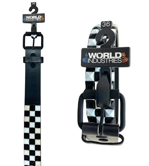 World Industries Black & White Pyramid Studded Belt in Sizes 32-42, New W Tags
