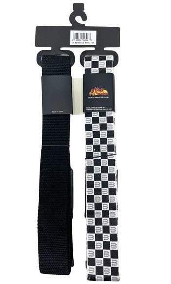 World Industries 2 Count Belt Set, Black & White, Black, NEW With Tags, One Size