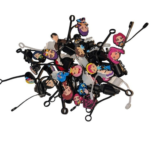 10mm Straw Toppers K Pop Culture Artwork, Fun , Cute, 45 Pieces, Popular Styles!