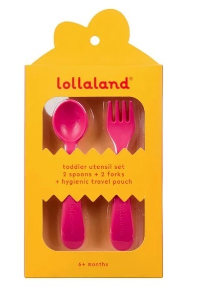 Lollaland 5-Piece Toddler Utensil Set with Hygenic Pouch, Assorted Colors NEW
