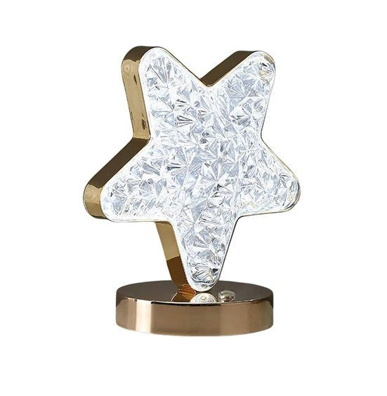 Rechargeable  LED Acrylic Crystal  Star Touch Light with Gold Accents, NEW