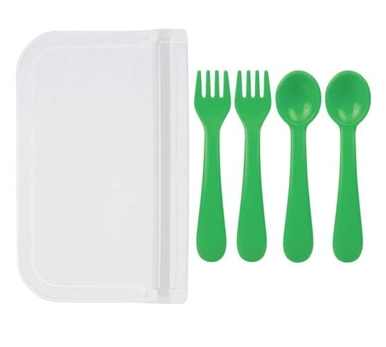 Lollaland 5-Piece Toddler Utensil Set with Hygenic Pouch, Assorted Colors NEW