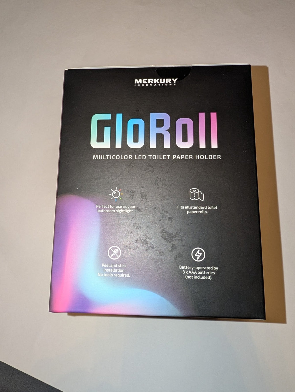 GloRoll LED Toilet Paper Holder RGB NEW Merkury Innovations