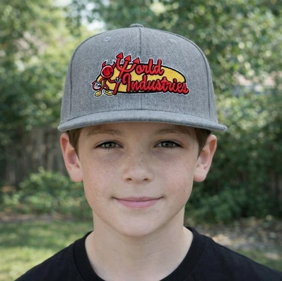 World Industries Boys Logo Grey Snapback Cap, Original, New With Tags