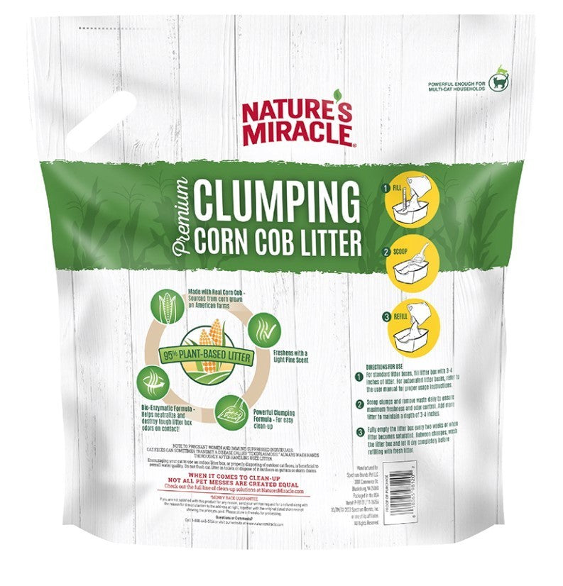 Nature’s Miracle Premium Clumping Corn Cob Litter, 18 Pounds, Carry Handle