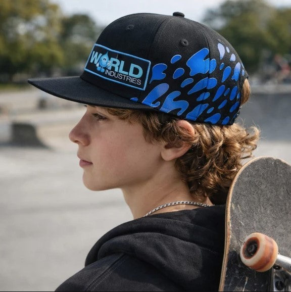 World Industries Boys Splash Print Snapback Cap, Original, New With Tags