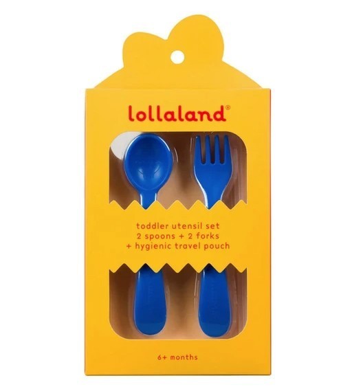 Lollaland 5-Piece Toddler Utensil Set with Hygenic Pouch, Assorted Colors NEW