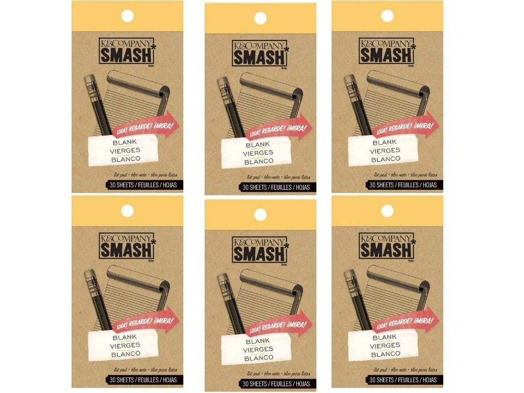 K &Company 30 Sheet Smash Blank Pad, 6 pack, 2.75" x 4.75"